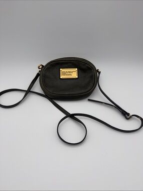 Marc Jacobs Dark Olive  Pebbled Leather Oval Crossbody with Gold Plaque